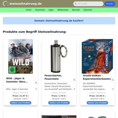Screenshot steinzeitnahrung.de