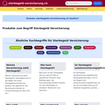 Screenshot sterbegeld-versicherung.ch