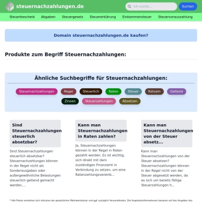 Screenshot steuernachzahlungen.de
