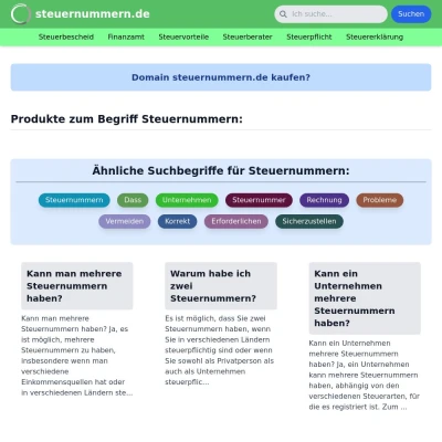 Screenshot steuernummern.de