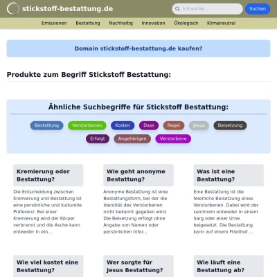 Screenshot stickstoff-bestattung.de