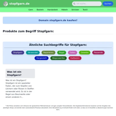 Screenshot stopfgarn.de