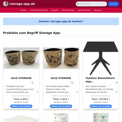 Screenshot storage-app.de