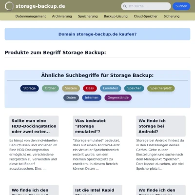 Screenshot storage-backup.de