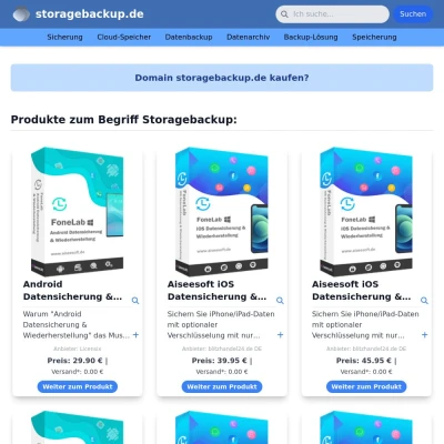 Screenshot storagebackup.de