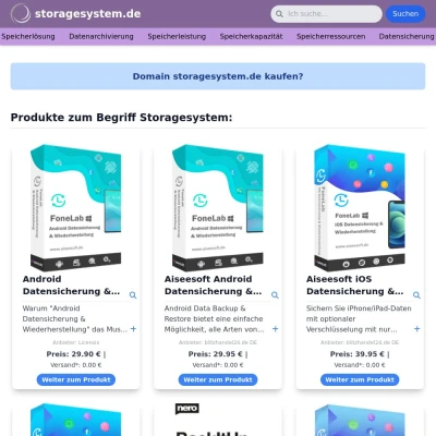 Screenshot storagesystem.de