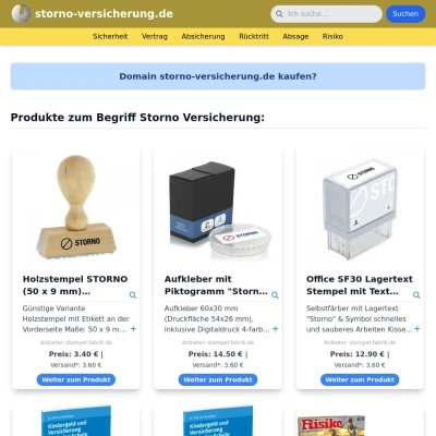 Screenshot storno-versicherung.de