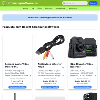 Screenshot streamingsoftware.de