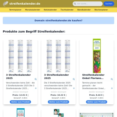 Screenshot streifenkalender.de