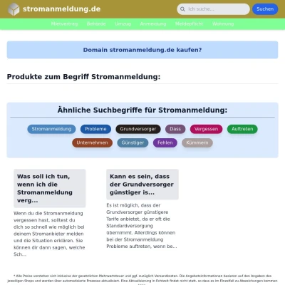 Screenshot stromanmeldung.de