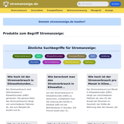 Screenshot stromanzeige.de