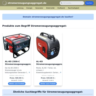 Screenshot stromerzeugungsaggregat.de