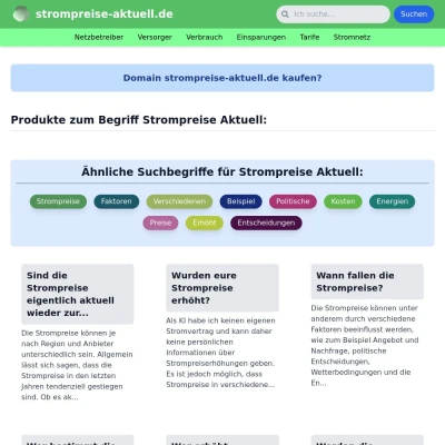 Screenshot strompreise-aktuell.de