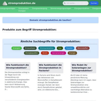 Screenshot stromproduktion.de