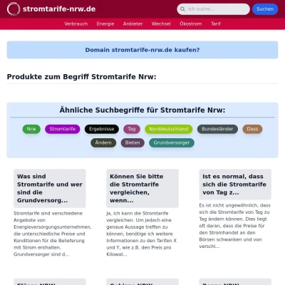 Screenshot stromtarife-nrw.de