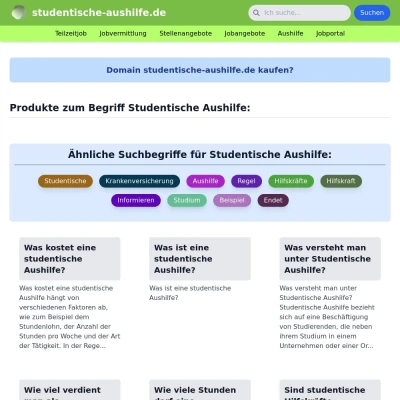 Screenshot studentische-aushilfe.de