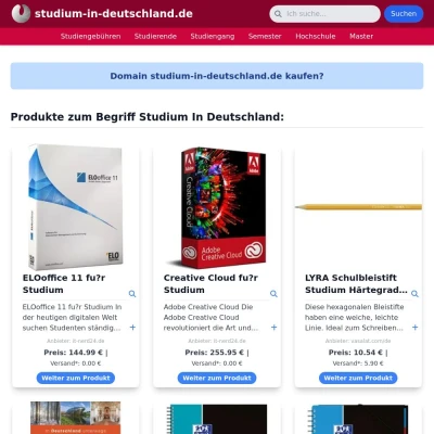 Screenshot studium-in-deutschland.de