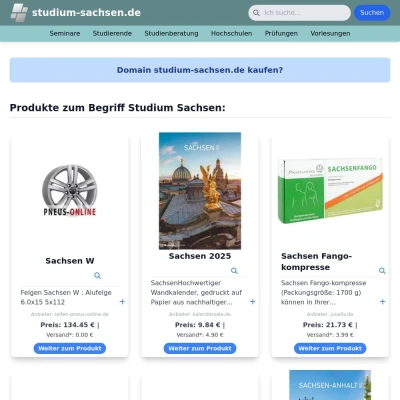 Screenshot studium-sachsen.de