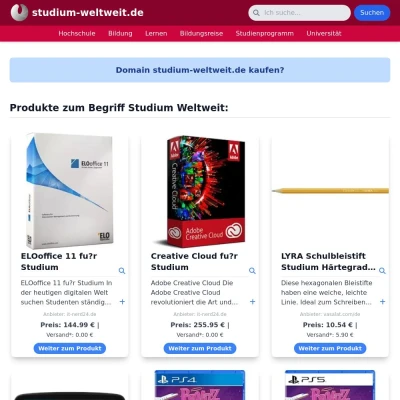Screenshot studium-weltweit.de
