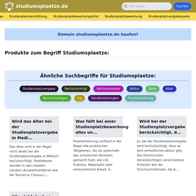 Screenshot studiumsplaetze.de