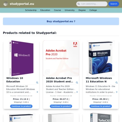 Screenshot studyportal.eu