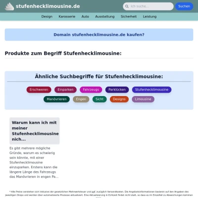 Screenshot stufenhecklimousine.de