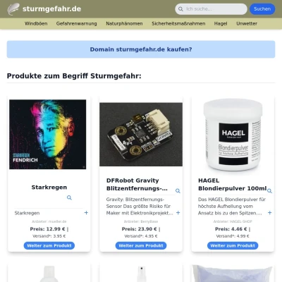 Screenshot sturmgefahr.de
