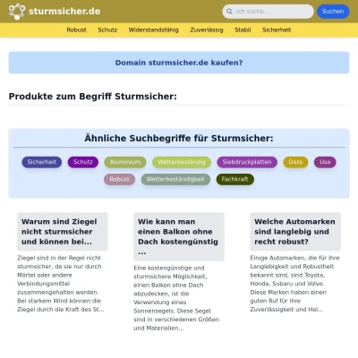 Screenshot sturmsicher.de