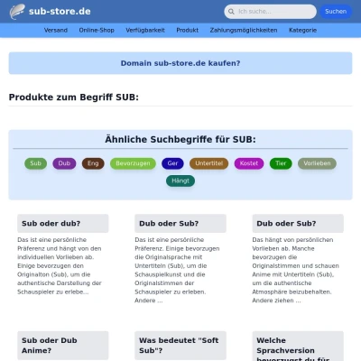 Screenshot sub-store.de