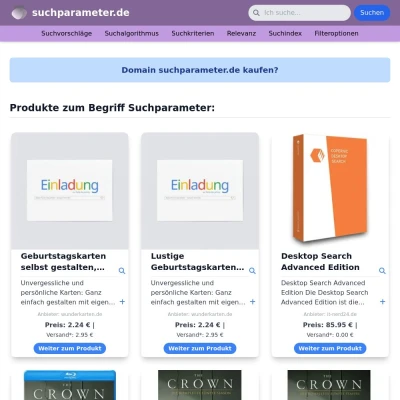 Screenshot suchparameter.de