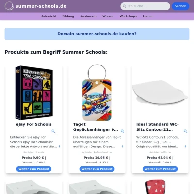 Screenshot summer-schools.de