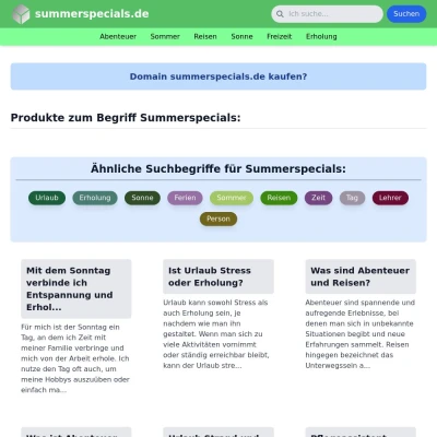 Screenshot summerspecials.de