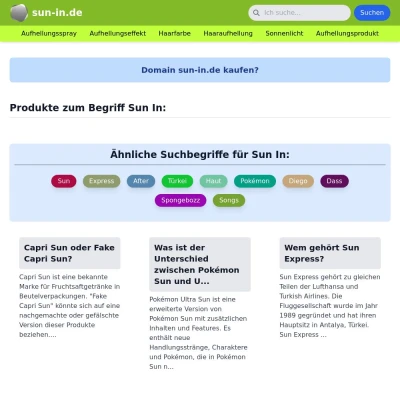 Screenshot sun-in.de