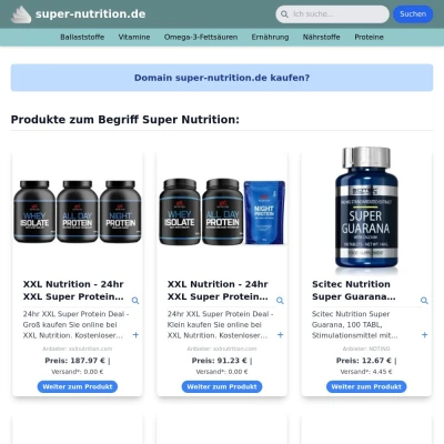 Screenshot super-nutrition.de