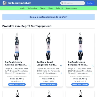 Screenshot surfequipment.de