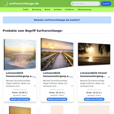 Screenshot surfvorschlaege.de