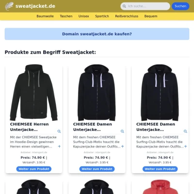 Screenshot sweatjacket.de