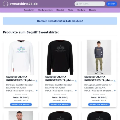 Screenshot sweatshirts24.de