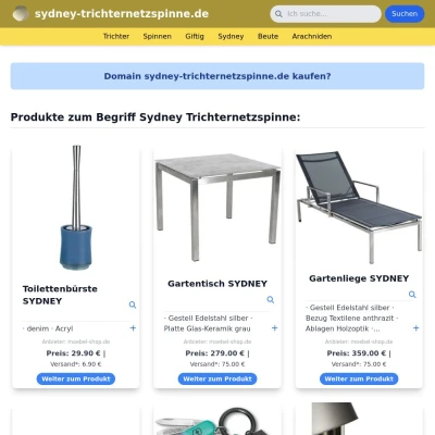 Screenshot sydney-trichternetzspinne.de