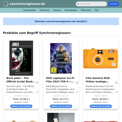 Screenshot synchronregisseur.de