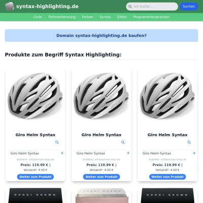 Screenshot syntax-highlighting.de