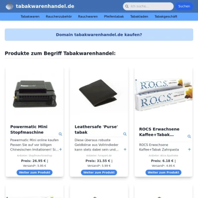 Screenshot tabakwarenhandel.de