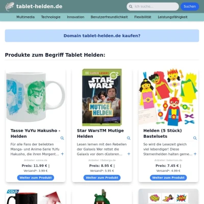 Screenshot tablet-helden.de