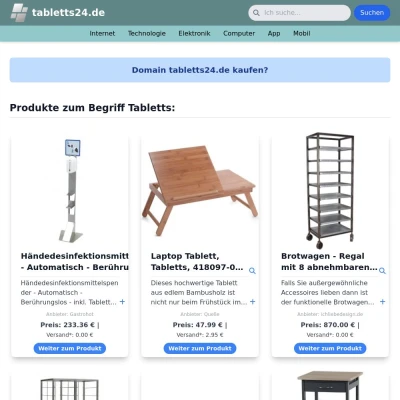 Screenshot tabletts24.de