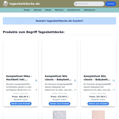 Screenshot tagesbettdecke.de