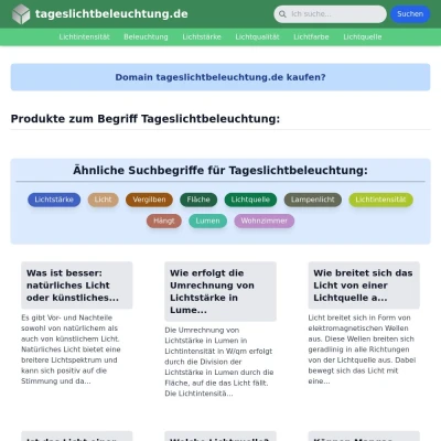 Screenshot tageslichtbeleuchtung.de