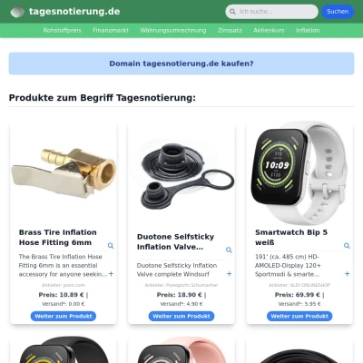 Screenshot tagesnotierung.de