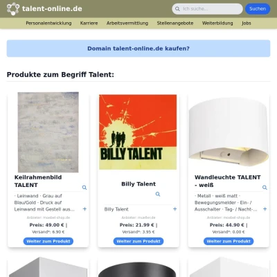Screenshot talent-online.de