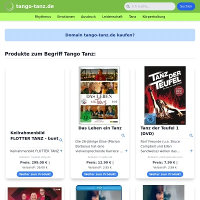 Screenshot tango-tanz.de
