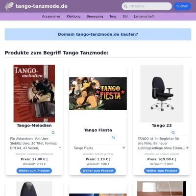 Screenshot tango-tanzmode.de